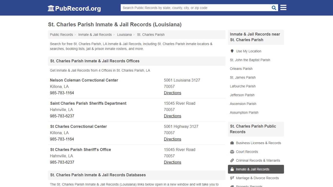 Free St. Charles Parish Inmate & Jail Records (Louisiana ...